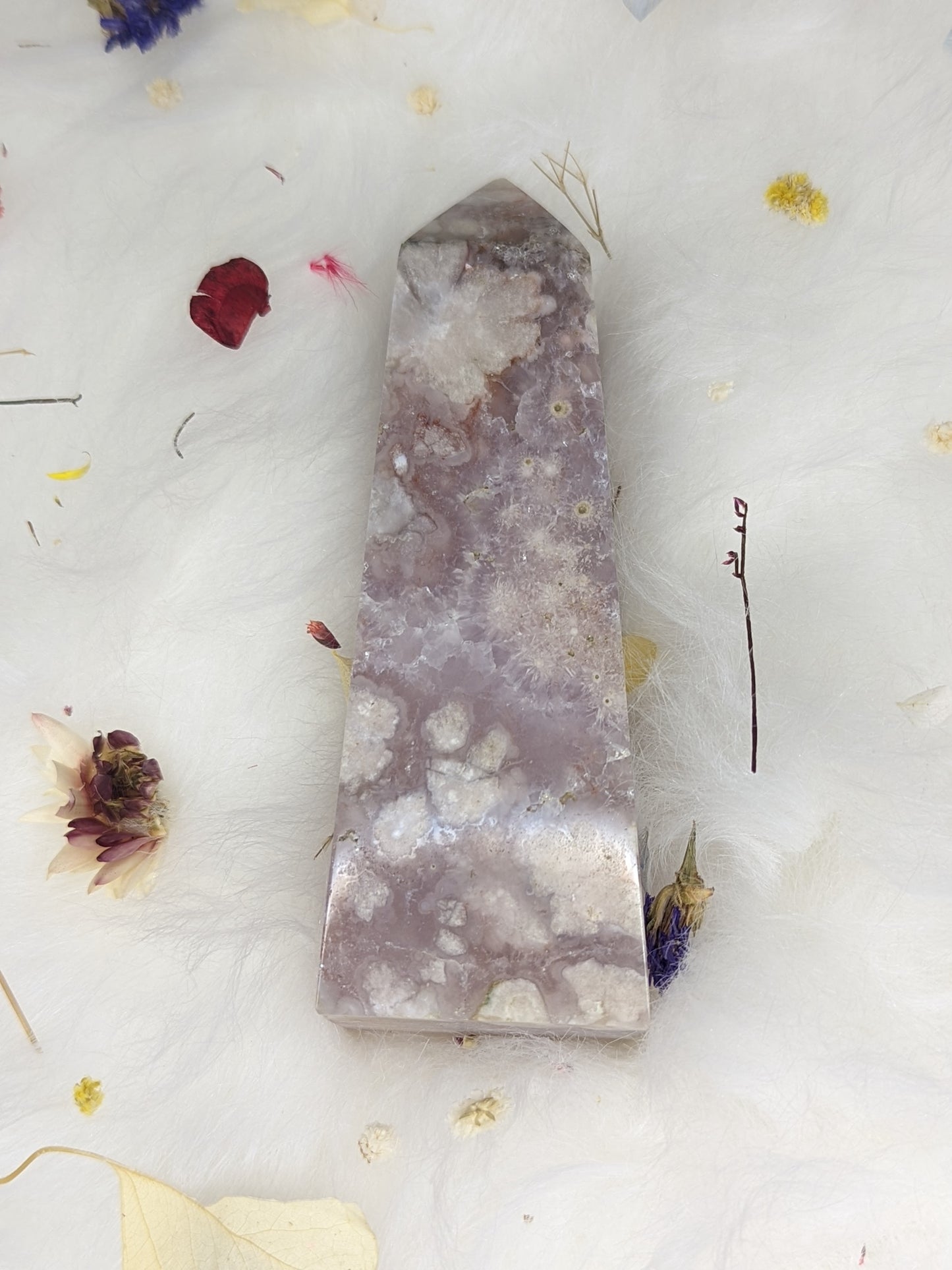 Purple Flower Agate Stone Point