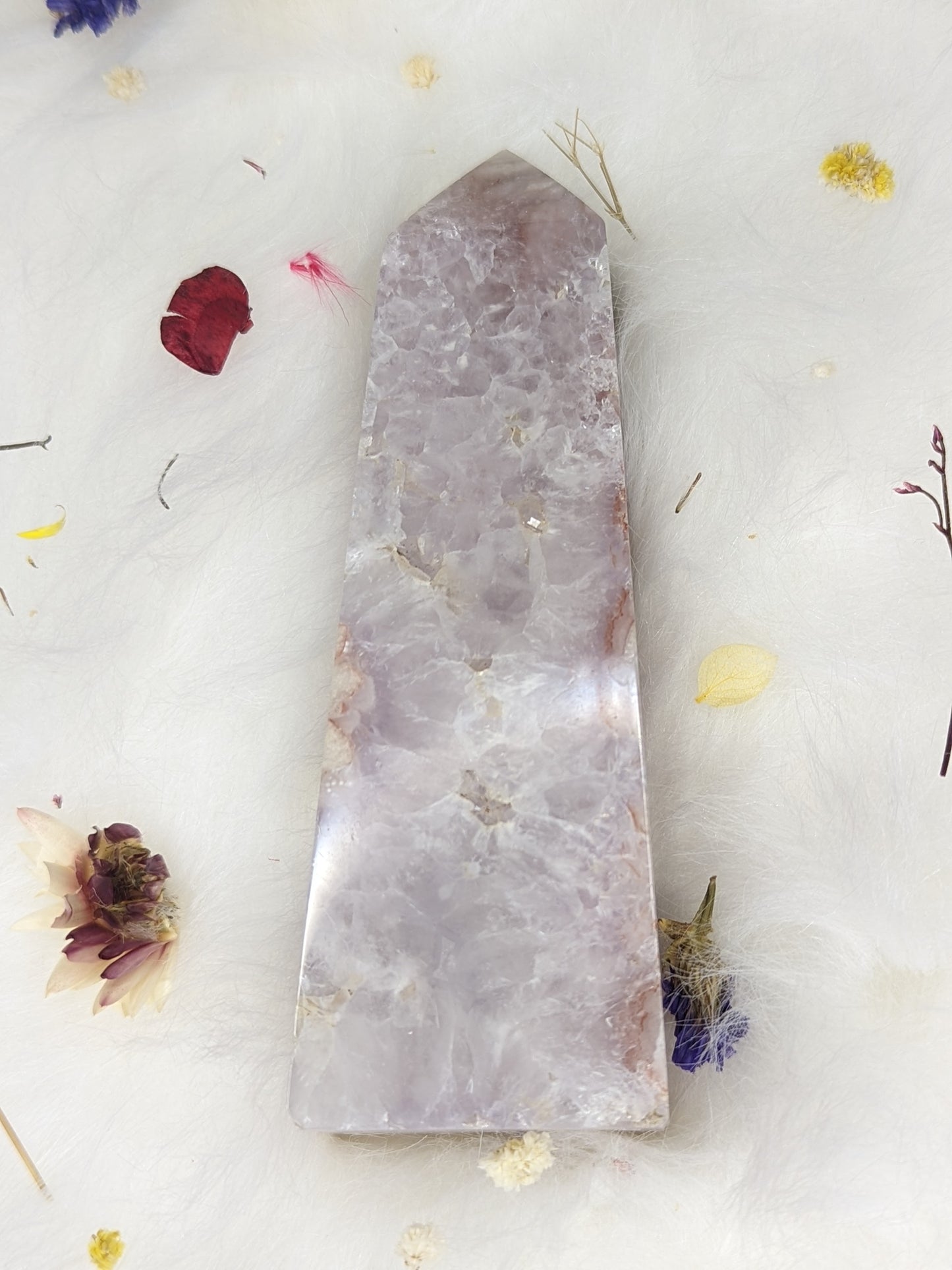 Purple Flower Agate Stone Point