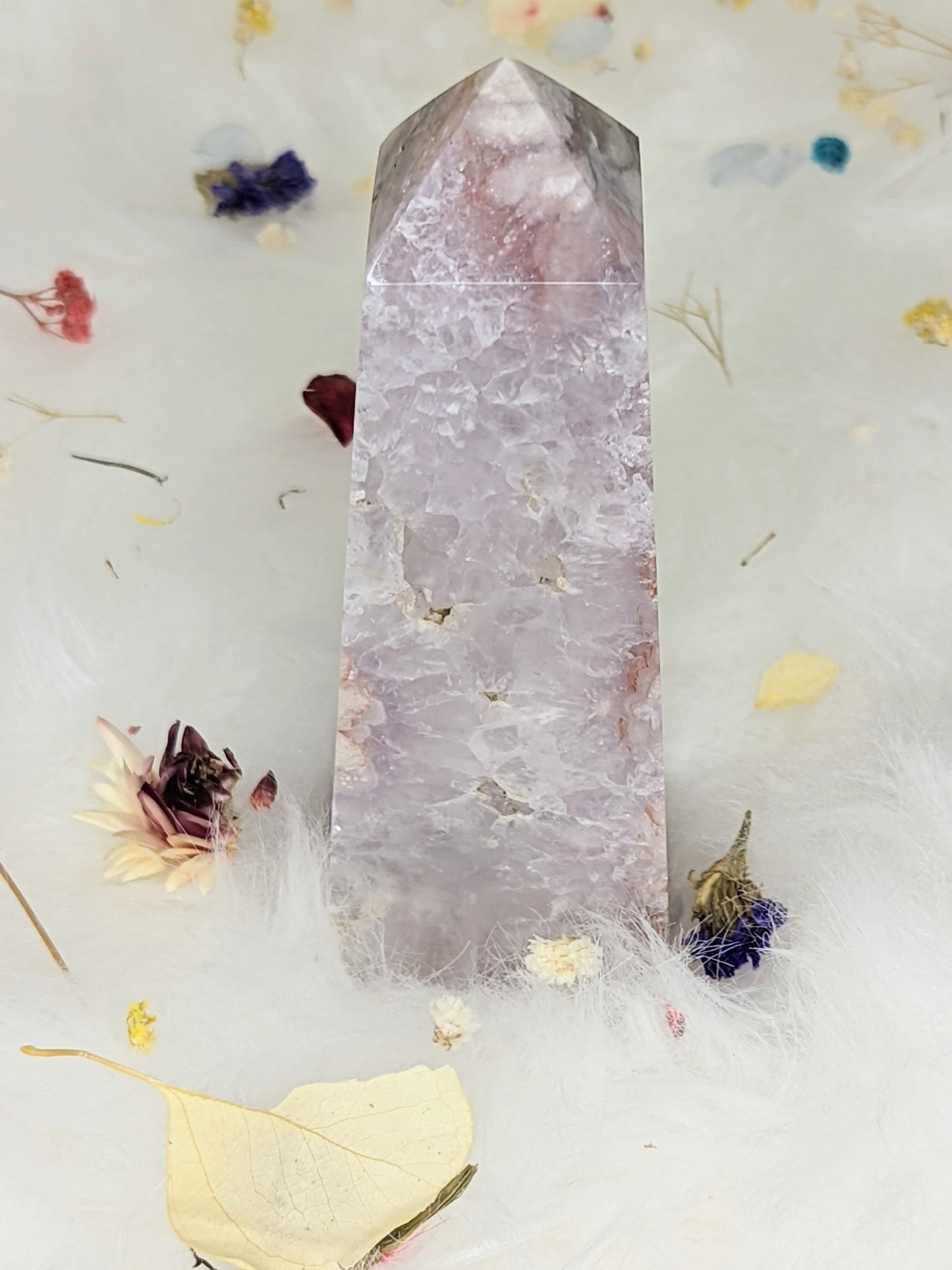 Purple Flower Agate Stone Point