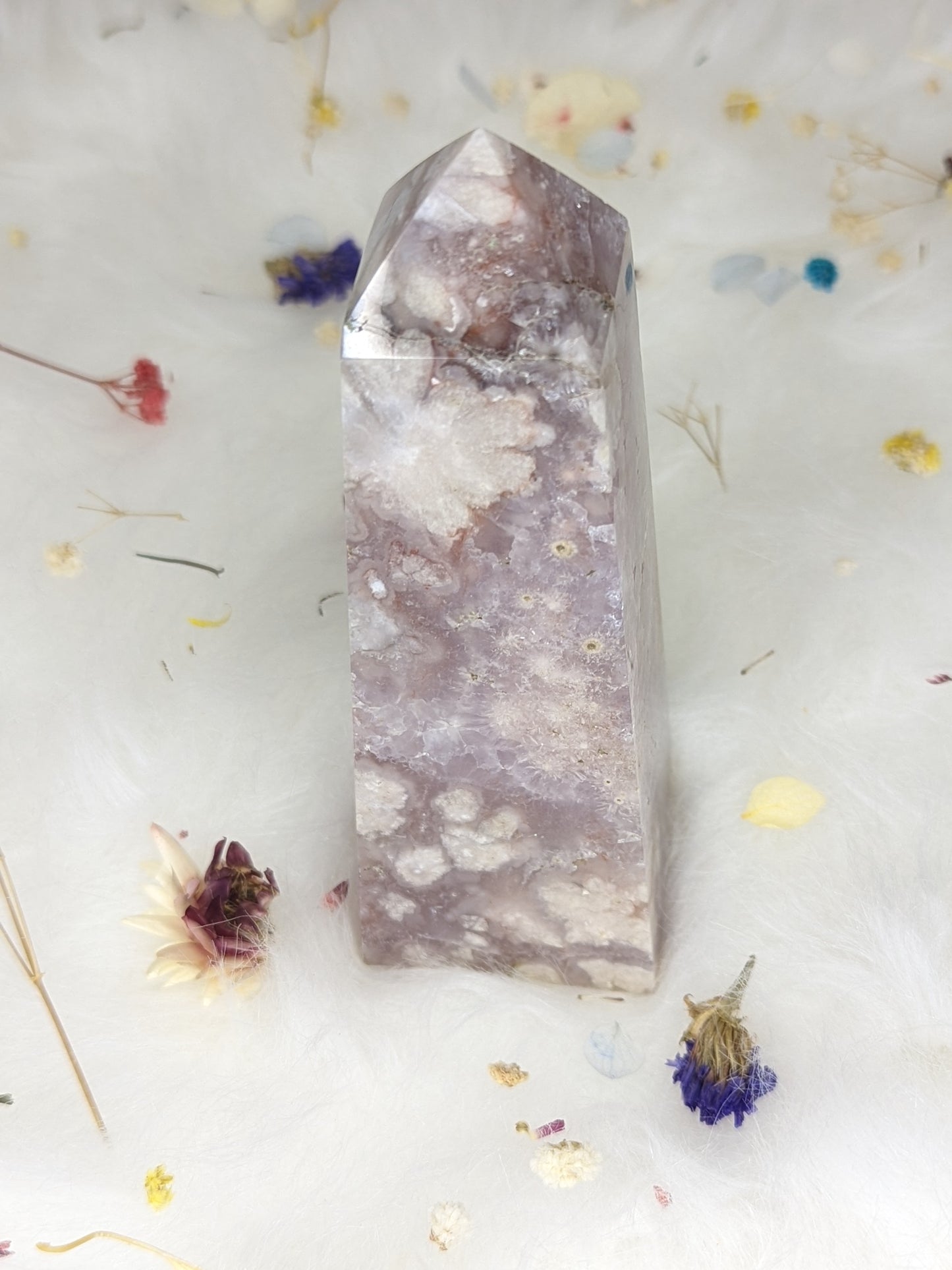 Purple Flower Agate Stone Point